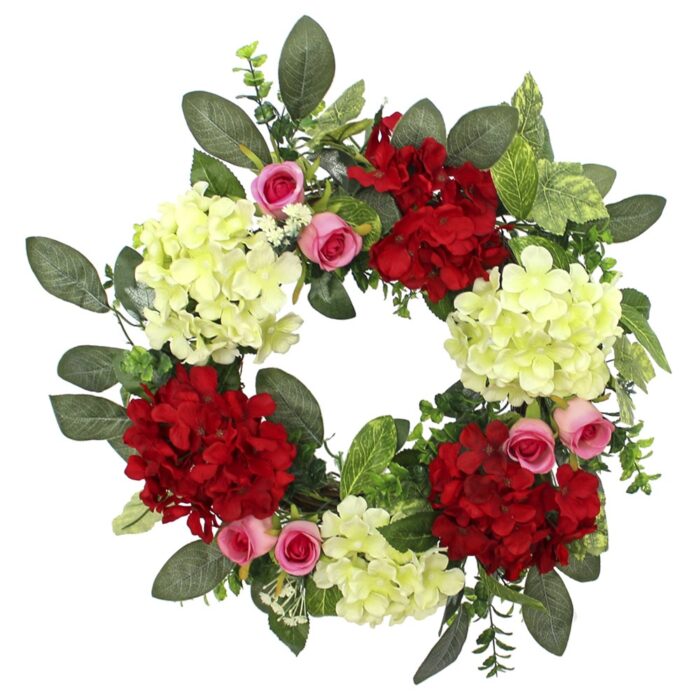Hydrangea &#038; Rose Wreath 22&#8243;