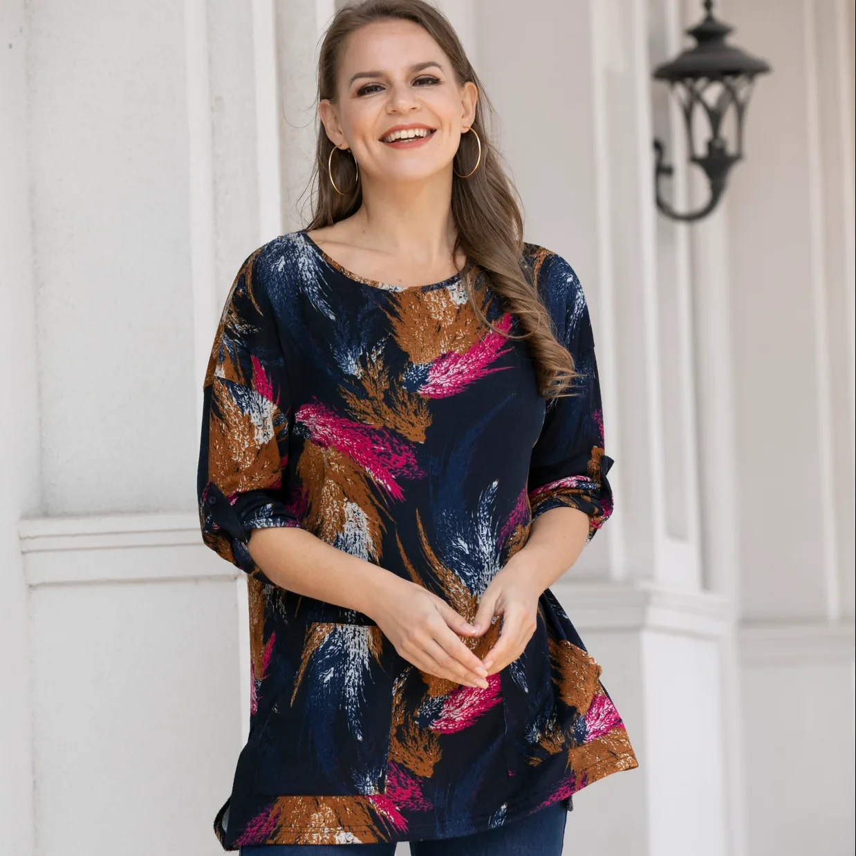 Round Neck Printed Tunic - TERRA Greenhouses