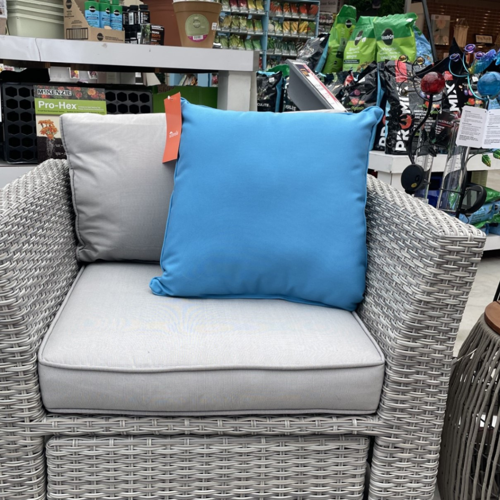 Sunbrella Outdoor Toss Pillow Canvas Cyan TERRA Greenhouses