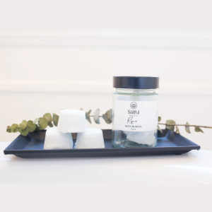 Repair Bath Bursts displayed on black tray