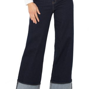 Liverpool Morgan Cuffed Wide Leg Jean (Indigo Rinse)
