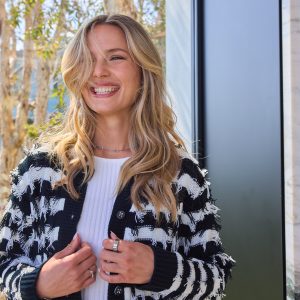 Liverpool Striped Cardigan (Black and White)