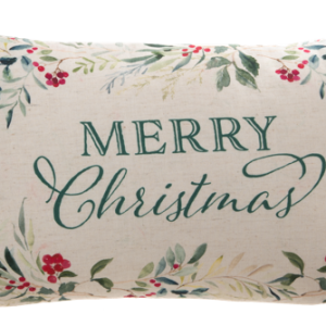 Holiday Pillow - "Merry Christmas" Lumbar 20" x 12"