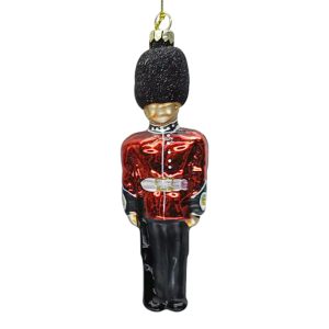 Holiday Ornament -  Glass Nutcraker 5" Red/Black