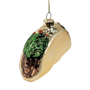 Holiday Ornament -  Glass Taco 3" Gold