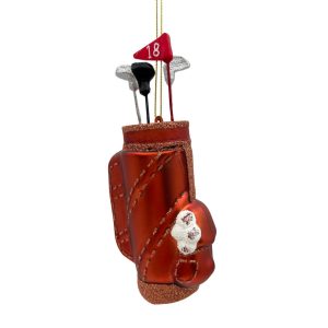 Holiday Ornament -  Glass Golf Bag 5" Red/Multi Glitter