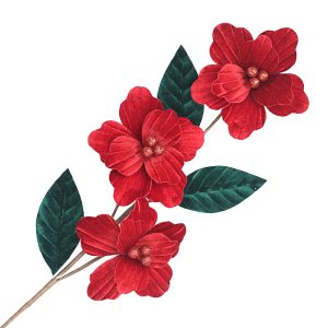 Holiday Decor - Poinsettia Spray 28.5" Red /Dark Red with Green Leaves