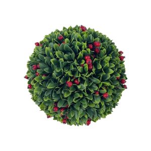 Holiday Decor - Ball Berry Boxwood 7.5" Red/Green