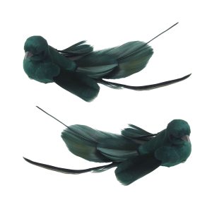 Holiday Ornament - Bird Dark Green Fabric 6.5" with Clip