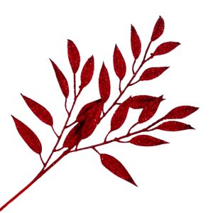 Holiday Decor - Spray  Leaf Red 29" Glitter