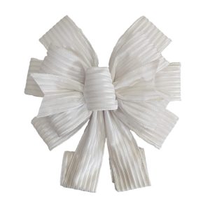 Holiday Decor - Bow Tree Topper White Velvet 11" X 31"