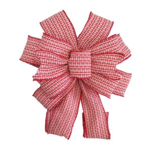 Holiday Decor - Bow Tree Topper Red/White Plaid 11" X 31"