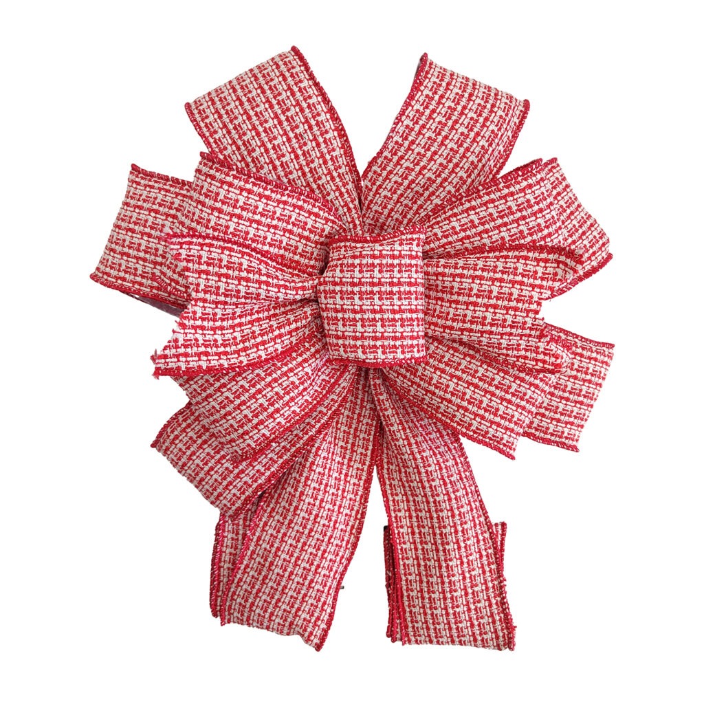 Holiday Decor - Bow Tree Topper Red/White Plaid 11" X 31"