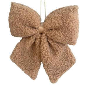 Holiday Decor - Bow Sherpa Brown 12.5"X10"