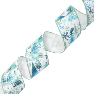 Holiday Decor - Wired Ribbon 2.5" X 10 Yds. White Thick Pongee