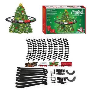 Holiday Decor - Christmas Train Set with Movement, Music, Lights & Sound 38Pcs - 35"X35"