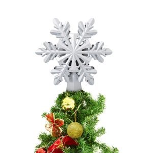 Holiday Decor - Tree Topper Snowflake Silver W/ Projection Light 9Pc 8"X3"X9" Usb