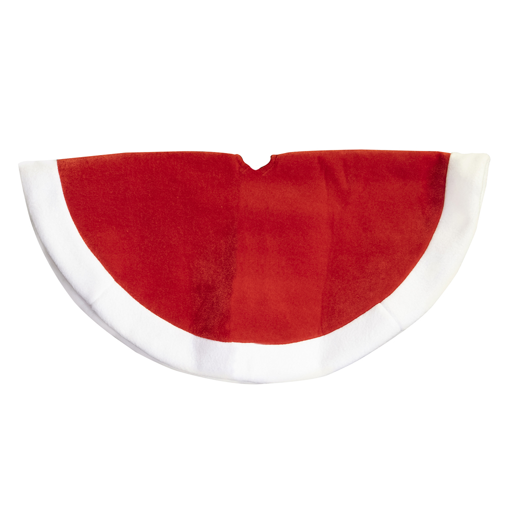 Holiday Decor - Tree Skirt 20" Mini Red Velvet with Fleece Border