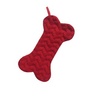 Holiday Decor - Stocking 14" Red with Dog Bone Design