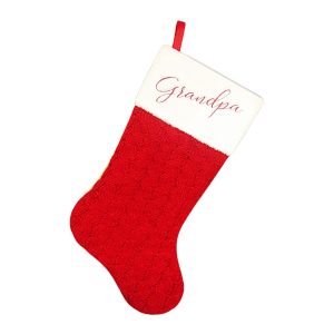 Holiday Decor - Stocking 20.5" Grandpa Red/White with Faux Fur Cuff & Embroidery