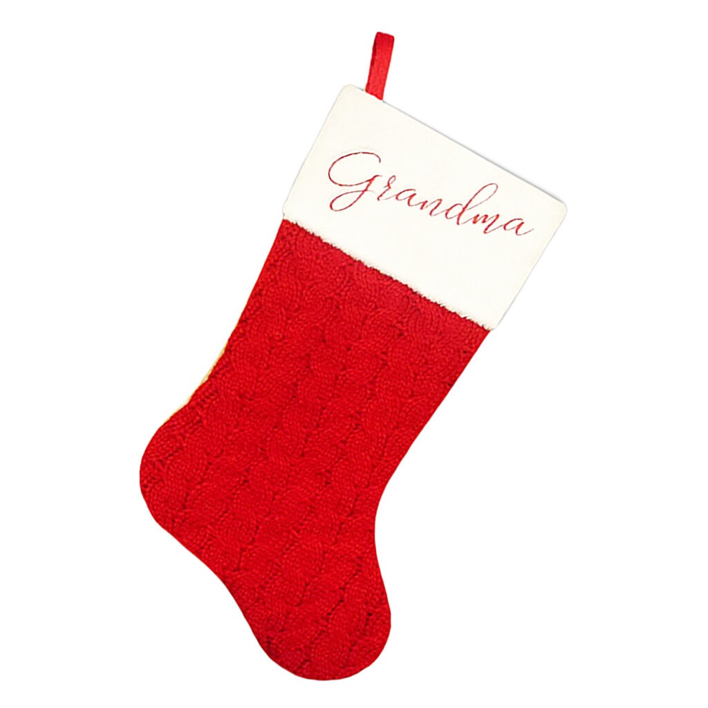 Holiday Decor - Stocking 20.5" Grandma Red/White with Faux Fur Cuff & Embroidery