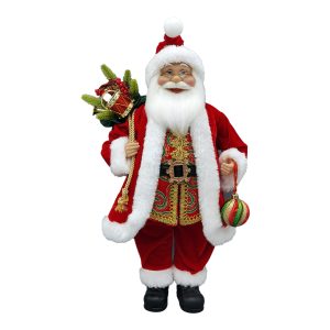 Holiday Decor - Santa Standing 18" with Sack Red/Green/Gold