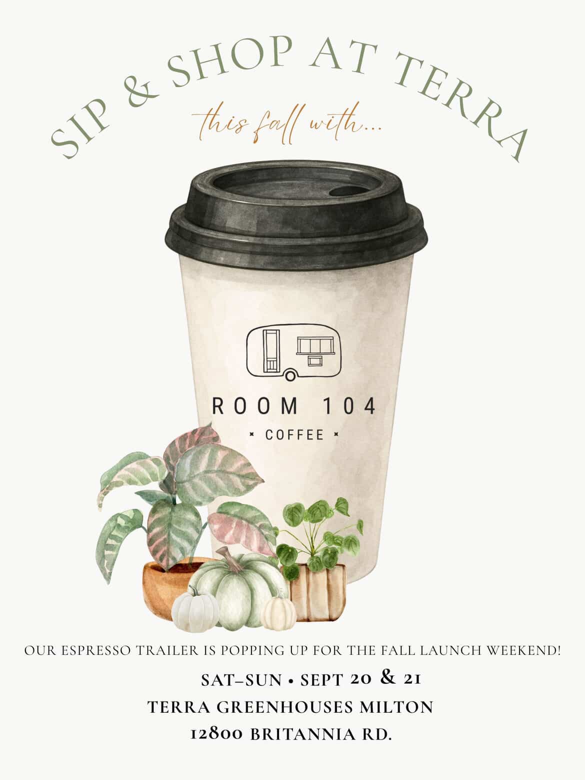 Room 104 Coffee Trailer Pop up at TERRA Milton