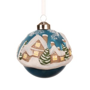 Holiday Ornament -  Glass Bauble Houses 8cm