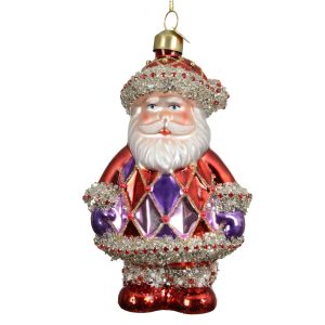Holiday Ornament - Glass Bauble Santa