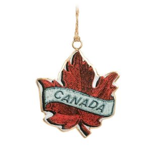 Holiday Ornament - Maple Leaf with Canada 3"