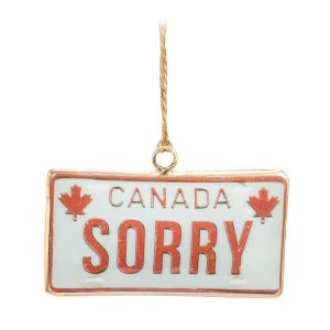 Holiday Ornament - Sorry License Plate 3.5"W