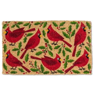 Holiday Doormat - Cardinals & Holly 18" x 30"L