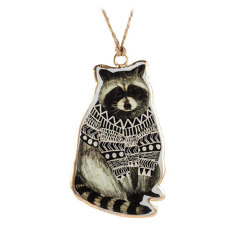 Holiday Ornament - Raccoon in Sweater 4"