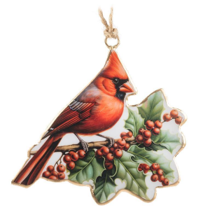 Holiday Ornament - Cardinal & Holly 4"