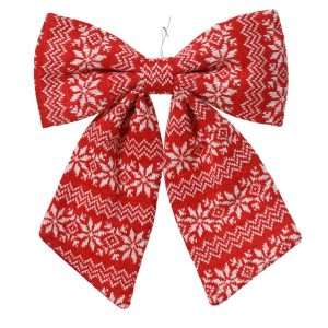 Holiday Decor - Bow Polyester Fiber Red / White