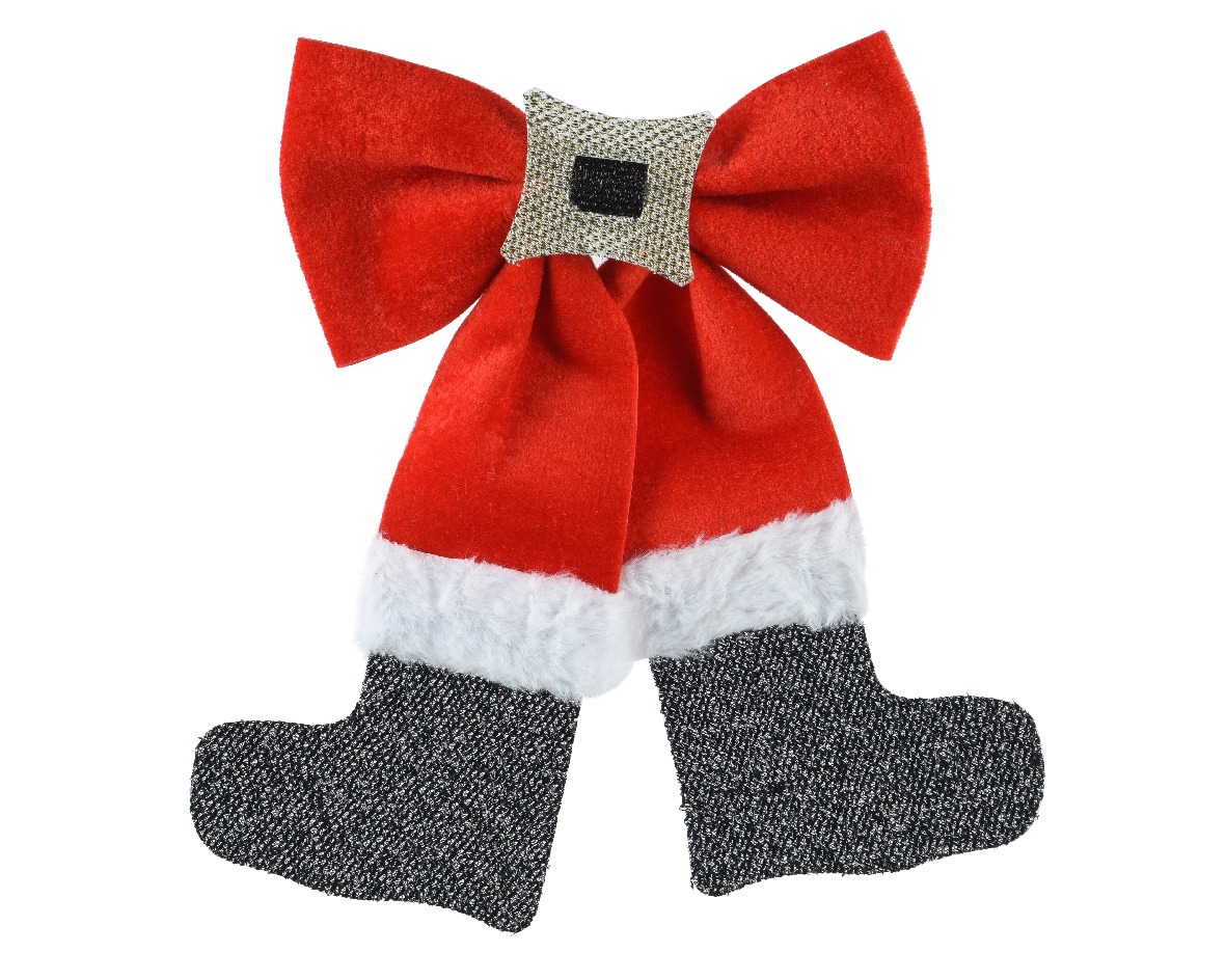 Holiday Ornament - Santa Bow 8.5"