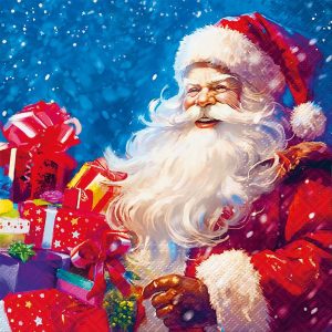 Holiday Decor - Luncheon Santa with Gift Boxes Napkins