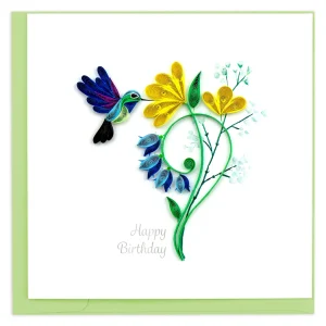 Quilling Card - Quilled Birthday Hummingbird Greeting Card