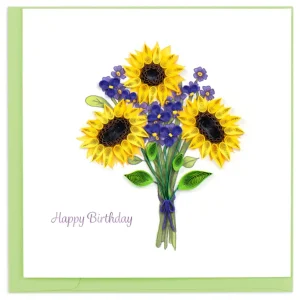 Quilling Card - Quilled Birthday Sunflower Bouquet Greeting Card