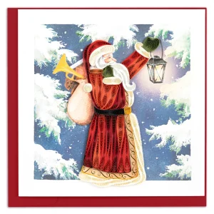 intricate paper card with image of santa claus