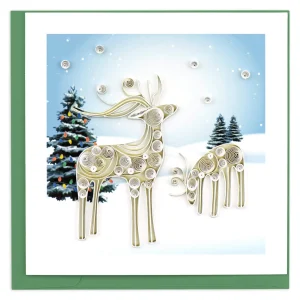 Quilling Card - Quilled Snowy Reindeer Holiday Card