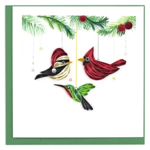 Quilling Card - Quilled Holiday Bird Ornament Greeting Card