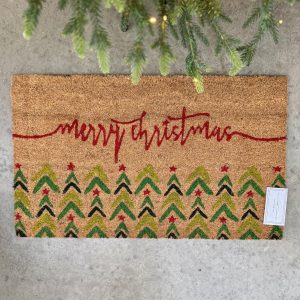 Holiday Doormat - Merry Christmas with trees 18x30"