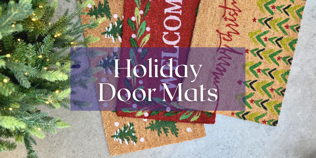 colourful printed coir door mats with holiday themes