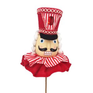 Holiday Decor - Soldier Head 20" Red/White Candy Cane Ruffles