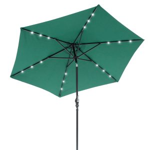 Sun-Ray 9' Round Solar Lighted Umbrella - Steel - 6Rib - 3 colours to Choose from