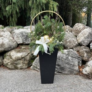 Premium Outdoor Evergreen Arrangement - Golden Globe (15" pot)