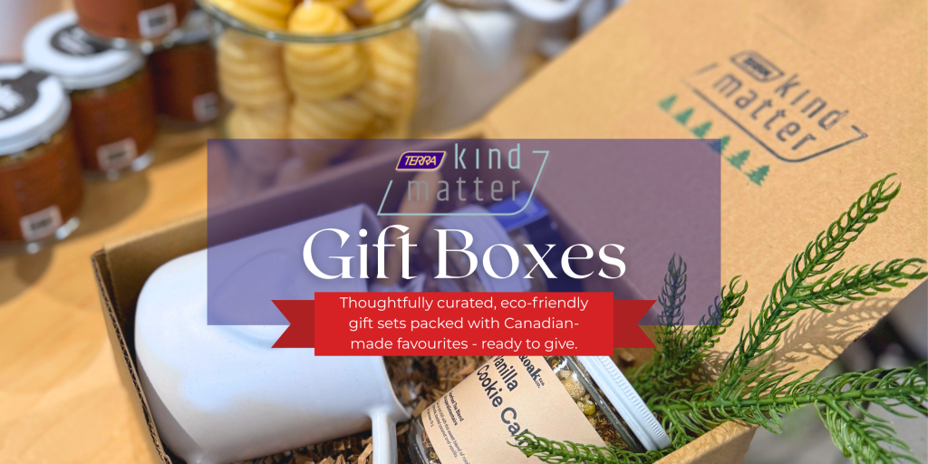 A sustainable gift box with local tea and artisan mug by the Kind Matter Company.