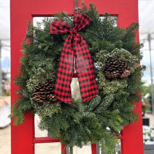 Fresh Evergreen Cabin Wreath 24"