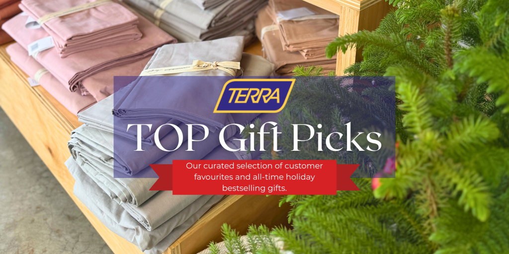 Turkish cotton bedding as one of TERRA's top gift picks.